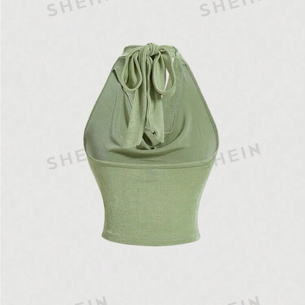 SHEIN MOD Retro Women's Knitted Halter Cowl Collar Sweater Top - Picture 2 of 3